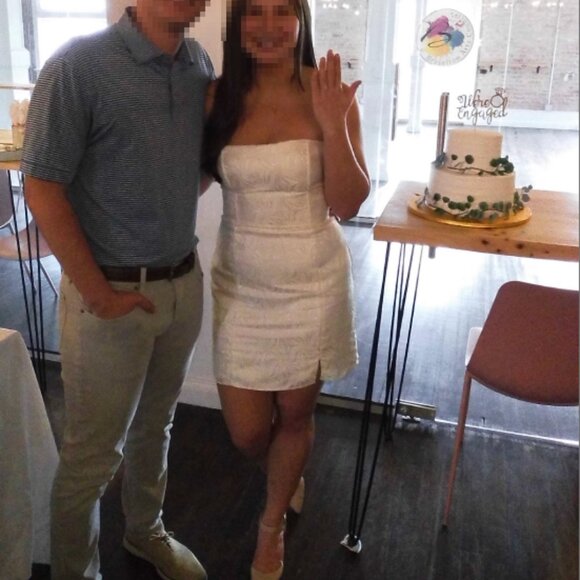 Bubbly Beauty Ivory Jacquard Strapless Bustier Mini Dress - Picture 4 of 4